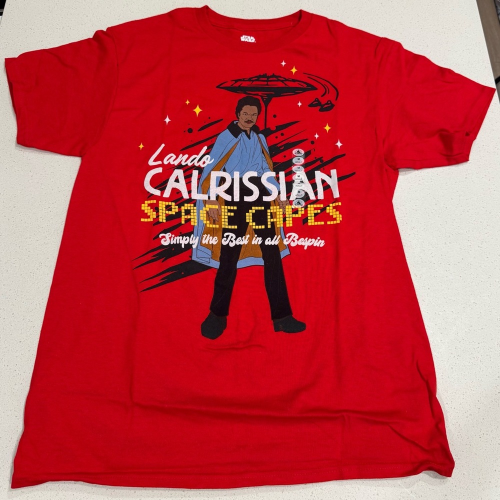 NWT Star Wars Lando Calrissian Space Capes T-Shirt Red Medium - Picture 6 of 7